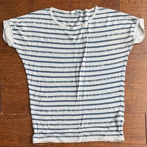 Boden Navy and Cream Striped Top